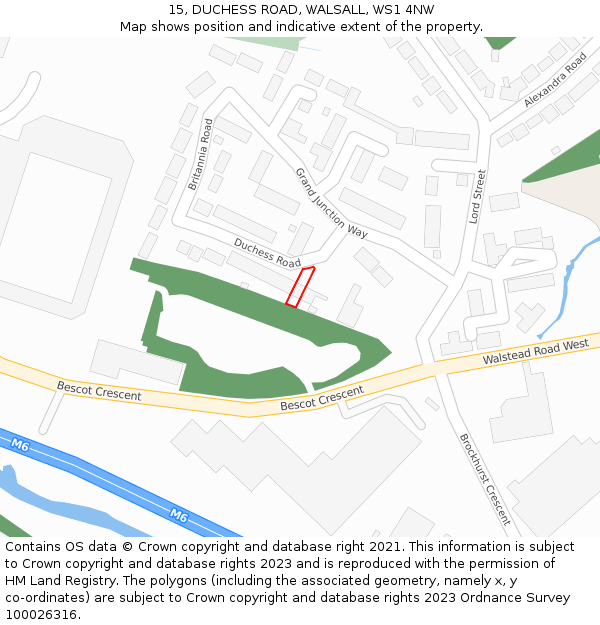 15, DUCHESS ROAD, WALSALL, WS1 4NW: Location map and indicative extent of plot