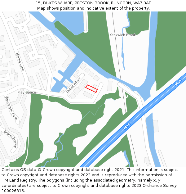 15, DUKES WHARF, PRESTON BROOK, RUNCORN, WA7 3AE: Location map and indicative extent of plot