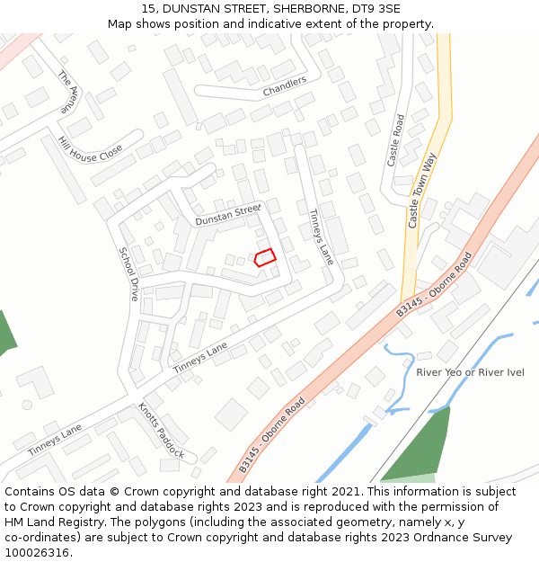 15, DUNSTAN STREET, SHERBORNE, DT9 3SE: Location map and indicative extent of plot