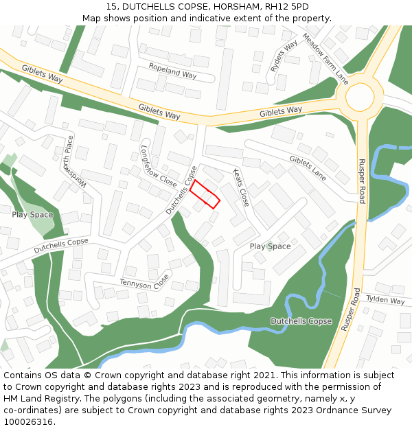 15, DUTCHELLS COPSE, HORSHAM, RH12 5PD: Location map and indicative extent of plot