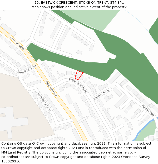 15, EASTWICK CRESCENT, STOKE-ON-TRENT, ST4 8PU: Location map and indicative extent of plot