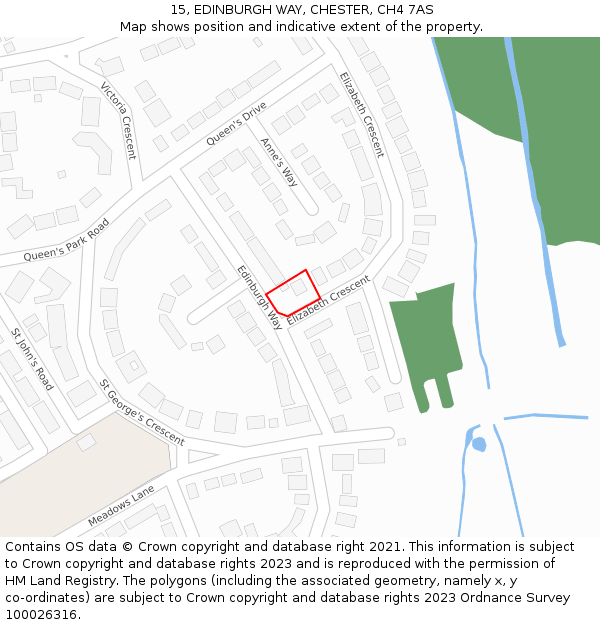 15, EDINBURGH WAY, CHESTER, CH4 7AS: Location map and indicative extent of plot