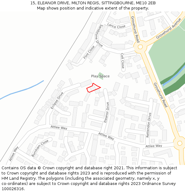 15, ELEANOR DRIVE, MILTON REGIS, SITTINGBOURNE, ME10 2EB: Location map and indicative extent of plot