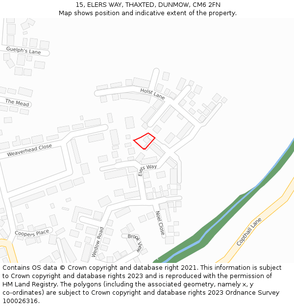 15, ELERS WAY, THAXTED, DUNMOW, CM6 2FN: Location map and indicative extent of plot