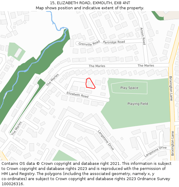 15, ELIZABETH ROAD, EXMOUTH, EX8 4NT: Location map and indicative extent of plot