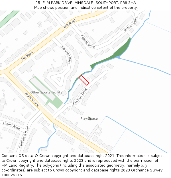 15, ELM PARK DRIVE, AINSDALE, SOUTHPORT, PR8 3HA: Location map and indicative extent of plot