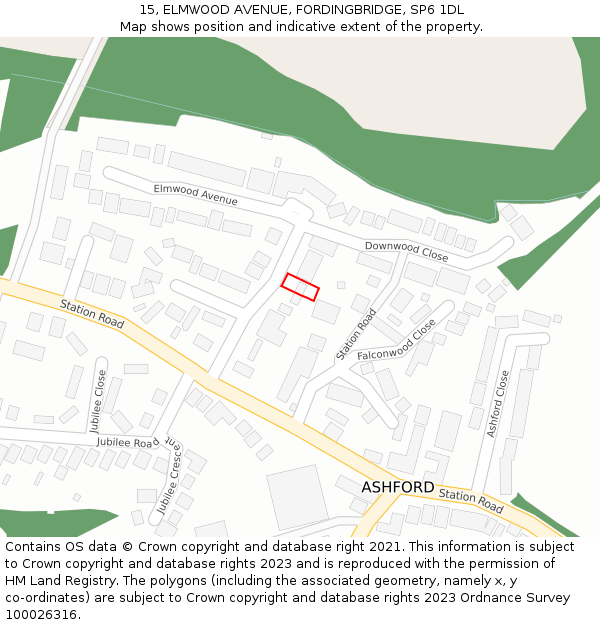 15, ELMWOOD AVENUE, FORDINGBRIDGE, SP6 1DL: Location map and indicative extent of plot