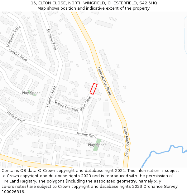 15, ELTON CLOSE, NORTH WINGFIELD, CHESTERFIELD, S42 5HQ: Location map and indicative extent of plot