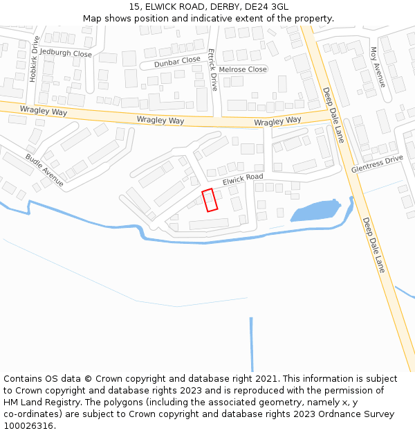 15, ELWICK ROAD, DERBY, DE24 3GL: Location map and indicative extent of plot