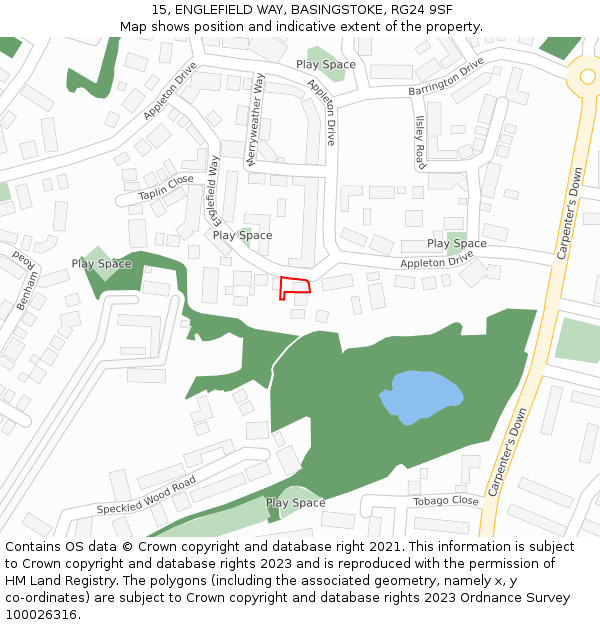 15, ENGLEFIELD WAY, BASINGSTOKE, RG24 9SF: Location map and indicative extent of plot