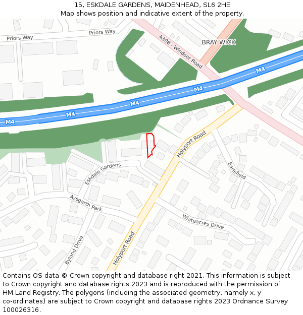 15, ESKDALE GARDENS, MAIDENHEAD, SL6 2HE: Location map and indicative extent of plot