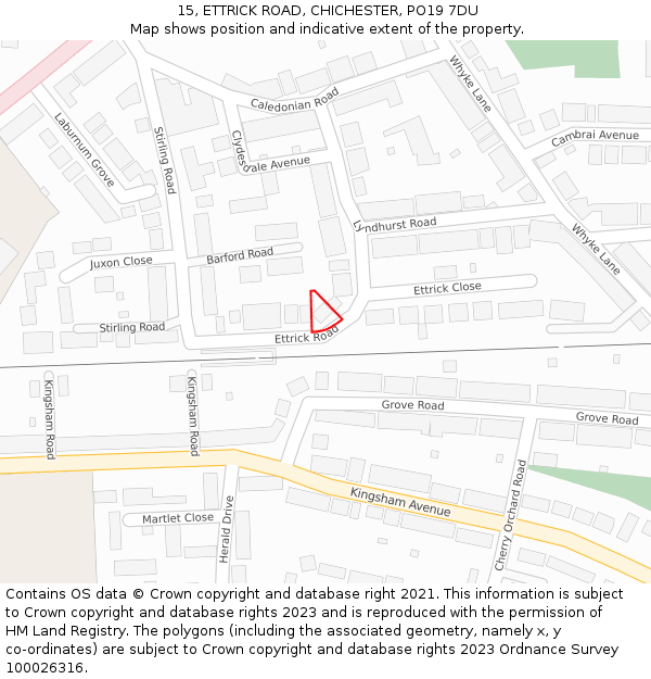 15, ETTRICK ROAD, CHICHESTER, PO19 7DU: Location map and indicative extent of plot