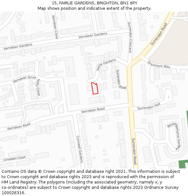 15, FAIRLIE GARDENS, BRIGHTON, BN1 6PY: Location map and indicative extent of plot