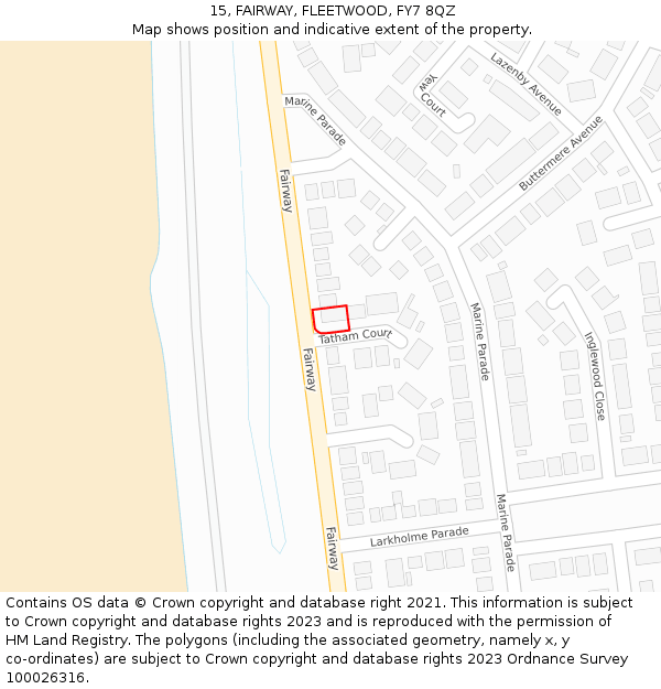 15, FAIRWAY, FLEETWOOD, FY7 8QZ: Location map and indicative extent of plot