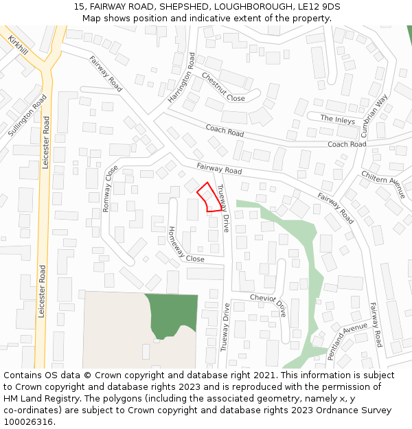 15, FAIRWAY ROAD, SHEPSHED, LOUGHBOROUGH, LE12 9DS: Location map and indicative extent of plot