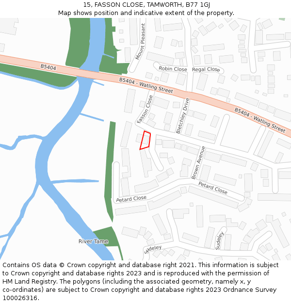 15, FASSON CLOSE, TAMWORTH, B77 1GJ: Location map and indicative extent of plot
