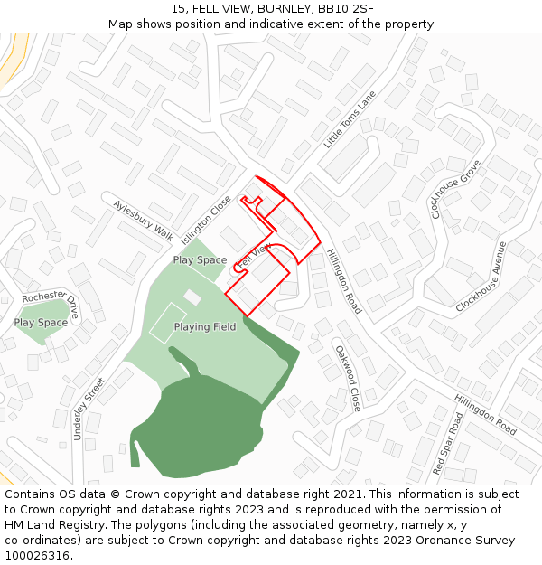 15, FELL VIEW, BURNLEY, BB10 2SF: Location map and indicative extent of plot