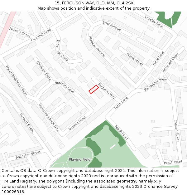 15, FERGUSON WAY, OLDHAM, OL4 2SX: Location map and indicative extent of plot