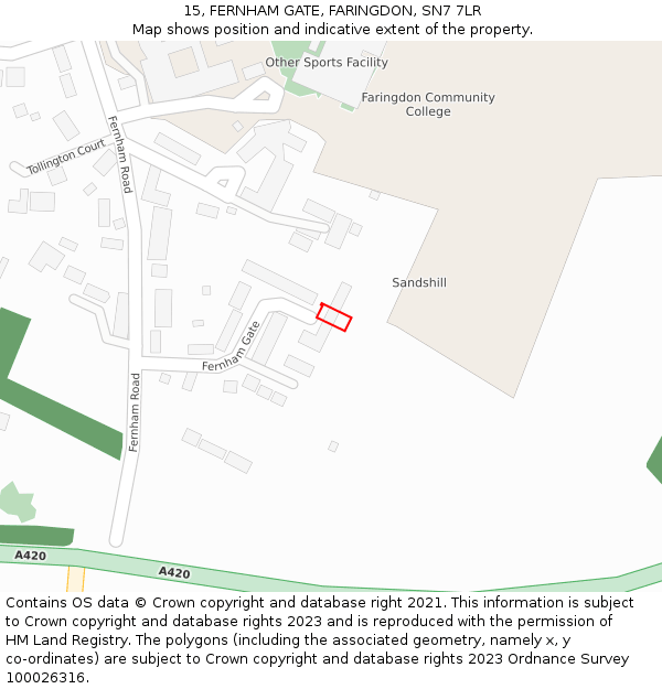 15, FERNHAM GATE, FARINGDON, SN7 7LR: Location map and indicative extent of plot