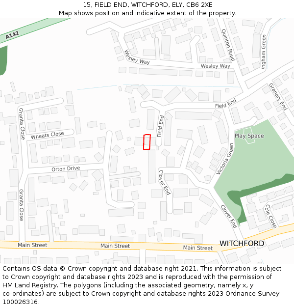 15, FIELD END, WITCHFORD, ELY, CB6 2XE: Location map and indicative extent of plot