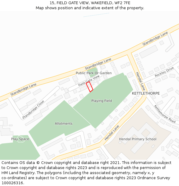 15, FIELD GATE VIEW, WAKEFIELD, WF2 7FE: Location map and indicative extent of plot