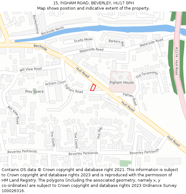 15, FIGHAM ROAD, BEVERLEY, HU17 0PH: Location map and indicative extent of plot