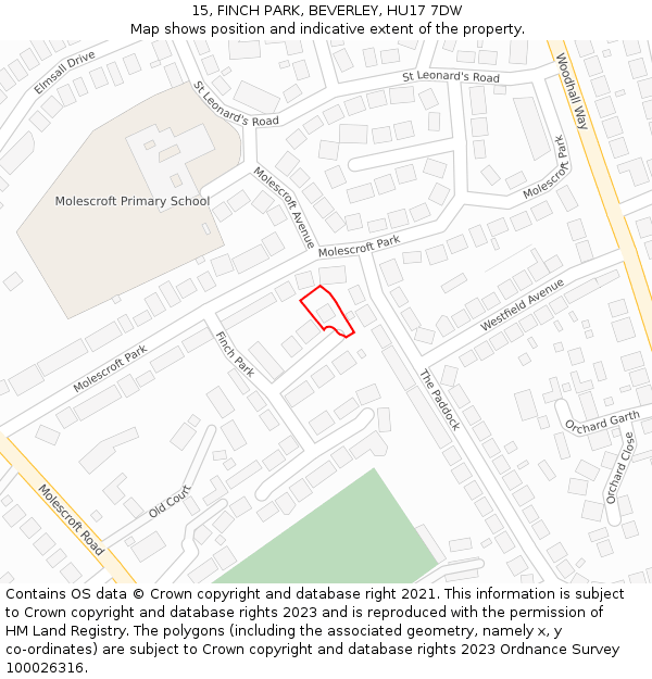 15, FINCH PARK, BEVERLEY, HU17 7DW: Location map and indicative extent of plot