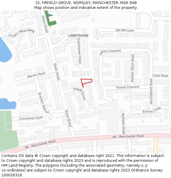 15, FIRFIELD GROVE, WORSLEY, MANCHESTER, M28 3NB: Location map and indicative extent of plot