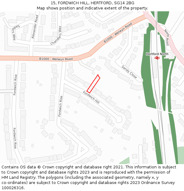 15, FORDWICH HILL, HERTFORD, SG14 2BG: Location map and indicative extent of plot