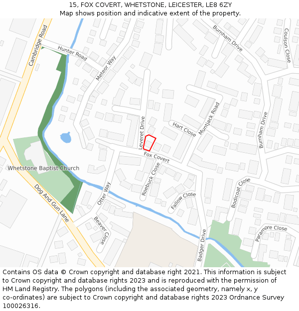 15, FOX COVERT, WHETSTONE, LEICESTER, LE8 6ZY: Location map and indicative extent of plot