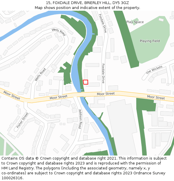 15, FOXDALE DRIVE, BRIERLEY HILL, DY5 3GZ: Location map and indicative extent of plot