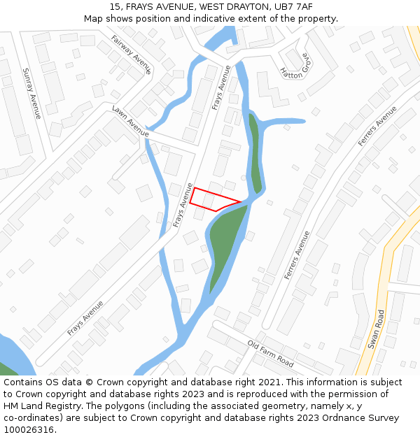 15, FRAYS AVENUE, WEST DRAYTON, UB7 7AF: Location map and indicative extent of plot