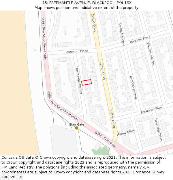 15, FREEMANTLE AVENUE, BLACKPOOL, FY4 1SX: Location map and indicative extent of plot