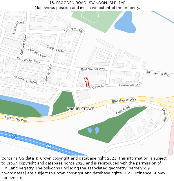 15, FROGDEN ROAD, SWINDON, SN1 7AP: Location map and indicative extent of plot