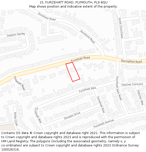 15, FURZEHATT ROAD, PLYMOUTH, PL9 8QU: Location map and indicative extent of plot