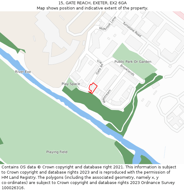 15, GATE REACH, EXETER, EX2 6GA: Location map and indicative extent of plot