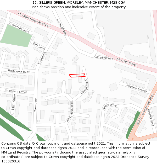 15, GILLERS GREEN, WORSLEY, MANCHESTER, M28 0GA: Location map and indicative extent of plot