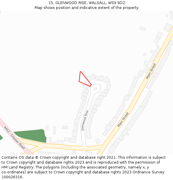 15, GLENWOOD RISE, WALSALL, WS9 9DZ: Location map and indicative extent of plot