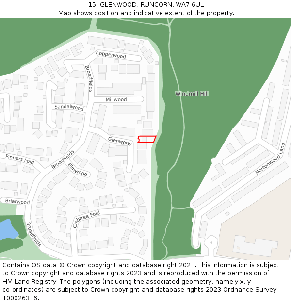 15, GLENWOOD, RUNCORN, WA7 6UL: Location map and indicative extent of plot