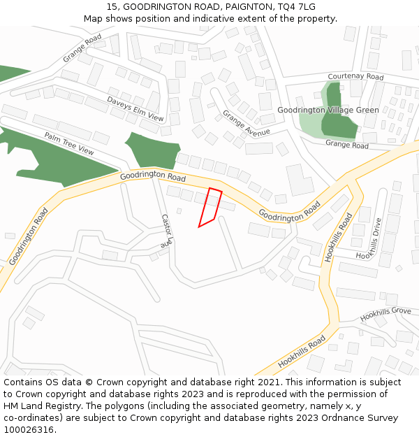 15, GOODRINGTON ROAD, PAIGNTON, TQ4 7LG: Location map and indicative extent of plot