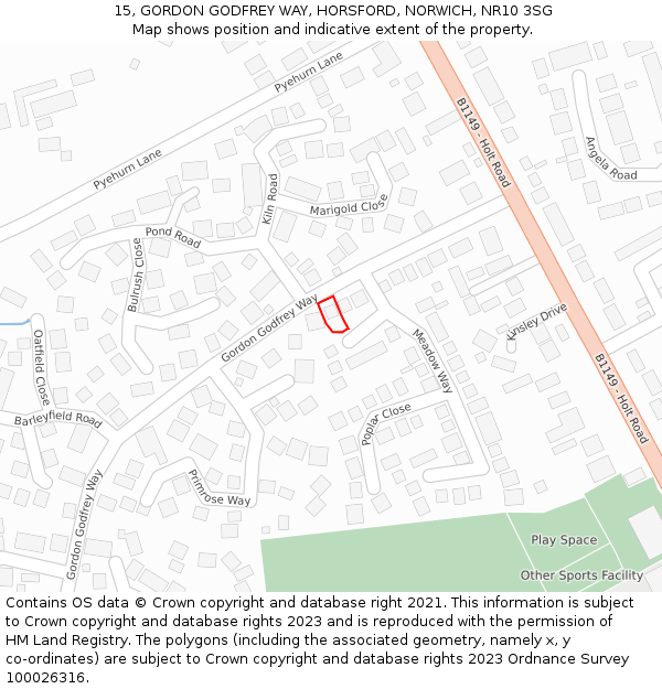 15, GORDON GODFREY WAY, HORSFORD, NORWICH, NR10 3SG: Location map and indicative extent of plot