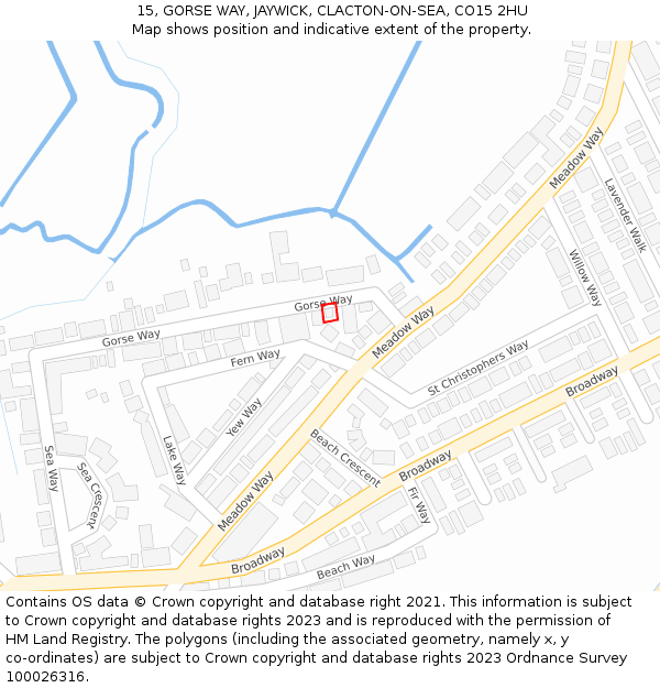 15, GORSE WAY, JAYWICK, CLACTON-ON-SEA, CO15 2HU: Location map and indicative extent of plot