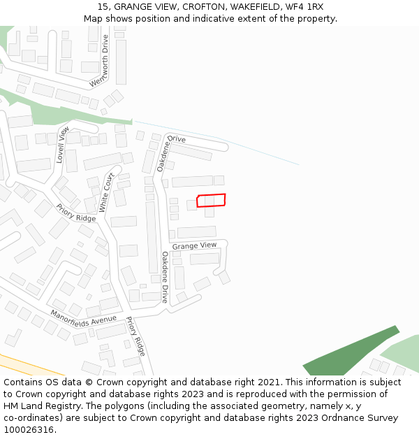 15, GRANGE VIEW, CROFTON, WAKEFIELD, WF4 1RX: Location map and indicative extent of plot