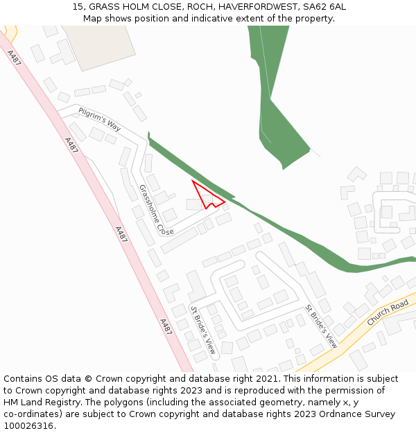 15, GRASS HOLM CLOSE, ROCH, HAVERFORDWEST, SA62 6AL: Location map and indicative extent of plot