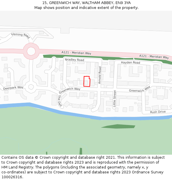 15, GREENWICH WAY, WALTHAM ABBEY, EN9 3YA: Location map and indicative extent of plot
