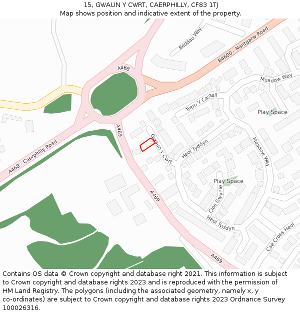 15, GWAUN Y CWRT, CAERPHILLY, CF83 1TJ: Location map and indicative extent of plot