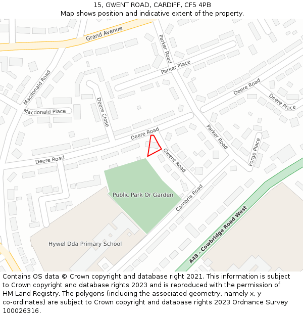 15, GWENT ROAD, CARDIFF, CF5 4PB: Location map and indicative extent of plot