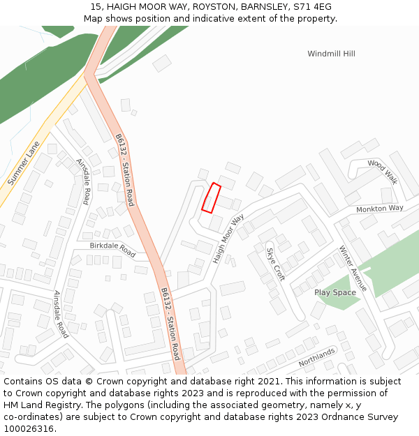 15, HAIGH MOOR WAY, ROYSTON, BARNSLEY, S71 4EG: Location map and indicative extent of plot