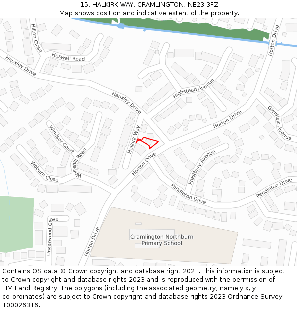 15, HALKIRK WAY, CRAMLINGTON, NE23 3FZ: Location map and indicative extent of plot