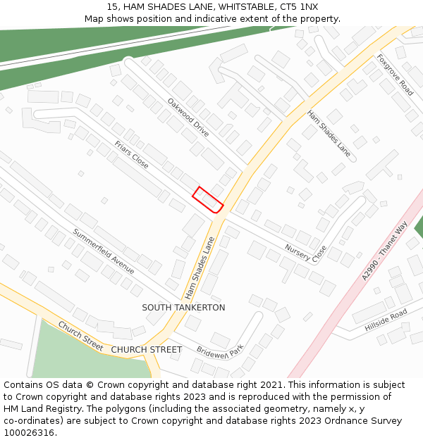 15, HAM SHADES LANE, WHITSTABLE, CT5 1NX: Location map and indicative extent of plot